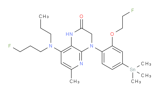 4-(2-(2-fluoroethoxy)-4-(trimethylstannyl)phenyl)-8-((3-fluoropropyl)(propyl)amino)-6-methyl-3,4-dihydropyrido[2,3-b]pyrazin-2(1H)-one