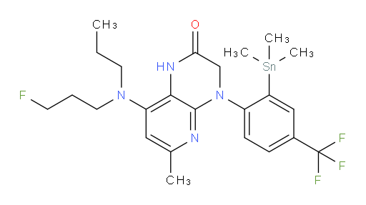 8-((3-fluoropropyl)(propyl)amino)-6-methyl-4-(4-(trifluoromethyl)-2-(trimethylstannyl)phenyl)-3,4-dihydropyrido[2,3-b]pyrazin-2(1H)-one