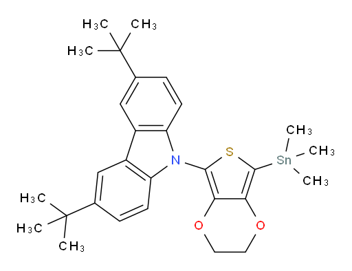 3,6-双-叔丁基-9-(7-(三甲基锡基)-2,3-二氢噻吩并[3,4-b][1,4]二噁烯-5-基)-9H-咔唑