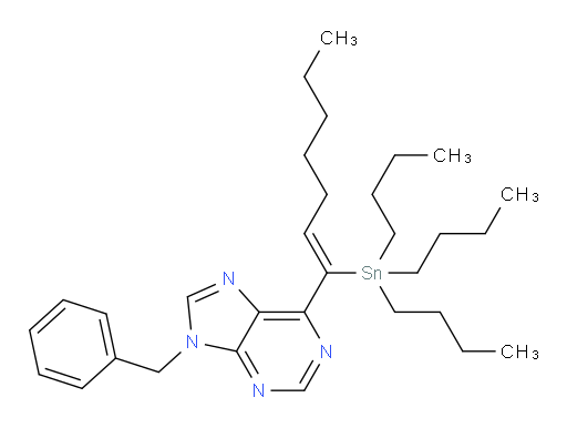 (Z)-9-benzyl-6-(1-(tributylstannyl)hept-1-en-1-yl)-9H-purine