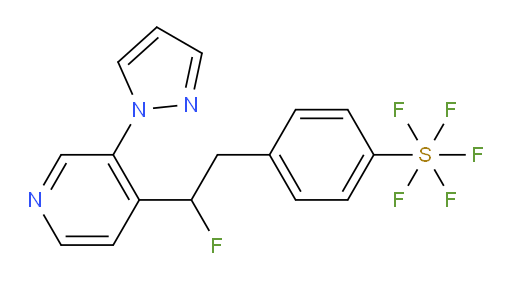 4-(2-(3-(1H-pyrazol-1-yl)pyridin-4-yl)-2-fluoroethyl)(pentafluoromercapto)benzene