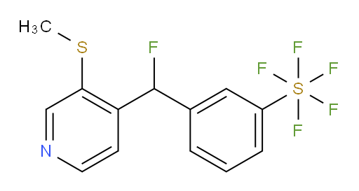3-(fluoro(3-(methylthio)pyridin-4-yl)methyl)(pentafluoromercapto)benzene