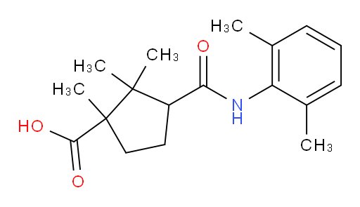 3-((2,6-dimethylphenyl)carbamoyl)-1,2,2-trimethylcyclopentanecarboxylic acid