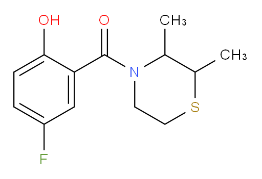 (2,3-dimethylthiomorpholino)(5-fluoro-2-hydroxyphenyl)methanone