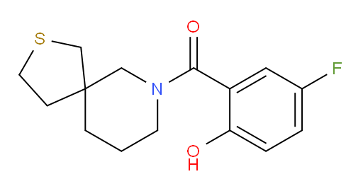 (5-fluoro-2-hydroxyphenyl)(2-thia-7-azaspiro[4.5]decan-7-yl)methanone