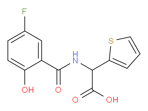 2-(5-fluoro-2-hydroxybenzamido)-2-(thiophen-2-yl)acetic acid