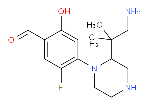 4-(2-(1-amino-2-methylpropan-2-yl)piperazin-1-yl)-5-fluoro-2-hydroxybenzaldehyde