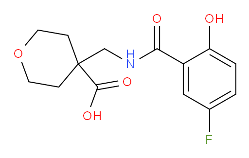 4-((5-fluoro-2-hydroxybenzamido)methyl)tetrahydro-2H-pyran-4-carboxylic acid