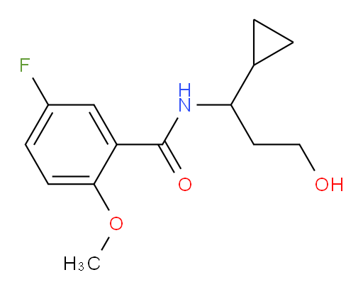 N-(1-cyclopropyl-3-hydroxypropyl)-5-fluoro-2-methoxybenzamide