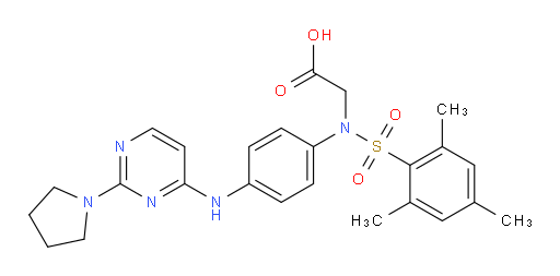 2-(2,4,6-trimethyl-N-(4-((2-(pyrrolidin-1-yl)pyrimidin-4-yl)amino)phenyl)phenylsulfonamido)acetic acid