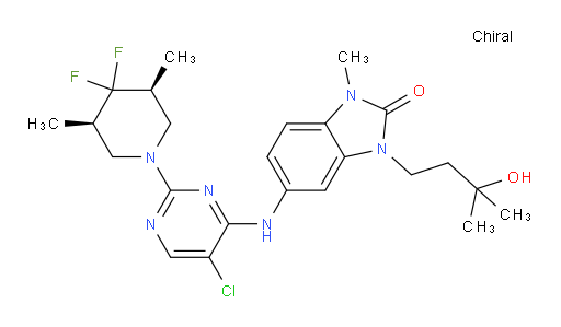 rel-5-[[5-Chloro-2-[(3R,5S)-4,4-difluoro-3,5-dimethyl-1-piperidinyl]-4-pyrimidinyl]amino]-1,3-dihydro-3-(3-hydroxy-3-methylbutyl)-1-methyl-2H-benzimidazol-2-one