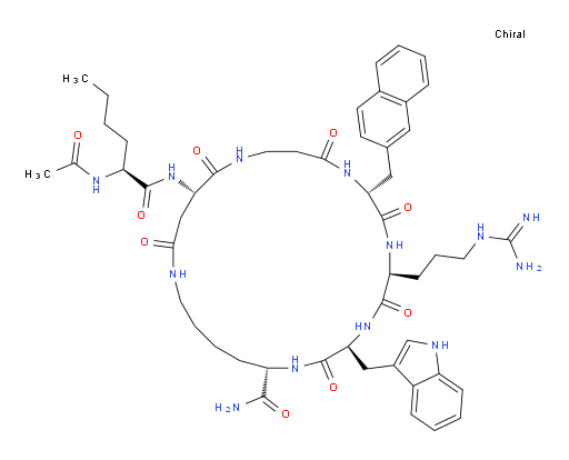 (3S,6S,9R,16S,24S)-3-((1H-indol-3-yl)methyl)-16-((S)-2-acetamidohexanamido)-6-(3-guanidinopropyl)-9-(naphthalen-2-ylmethyl)-2,5,8,11,15,18-hexaoxo-1,4,7,10,14,19-hexaazacyclotetracosane-24-carboxamide