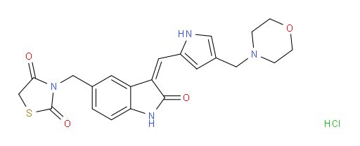 (Z)-3-((3-((4-(morpholinomethyl)-1H-pyrrol-2-yl)methylene)-2-oxoindolin-5-yl)methyl)thiazolidine-2,4-dione hydrochloride