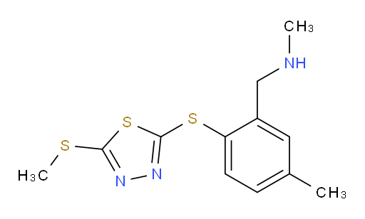 N-methyl-1-(5-methyl-2-((5-(methylthio)-1,3,4-thiadiazol-2-yl)thio)phenyl)methanamine