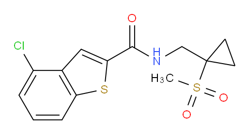 4-chloro-N-((1-(methylsulfonyl)cyclopropyl)methyl)benzo[b]thiophene-2-carboxamide