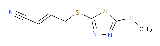 (E)-4-((5-(methylthio)-1,3,4-thiadiazol-2-yl)thio)but-2-enenitrile