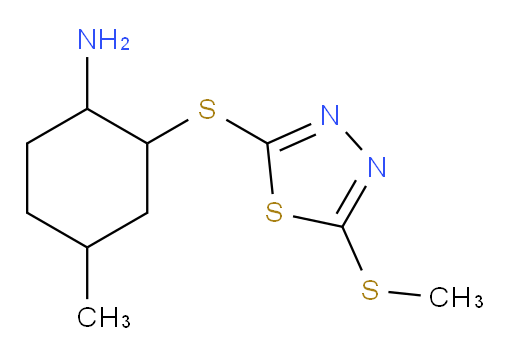 4-methyl-2-((5-(methylthio)-1,3,4-thiadiazol-2-yl)thio)cyclohexanamine