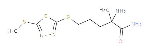 2-amino-2-methyl-5-((5-(methylthio)-1,3,4-thiadiazol-2-yl)thio)pentanamide