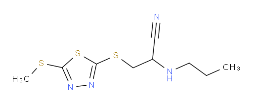 3-((5-(methylthio)-1,3,4-thiadiazol-2-yl)thio)-2-(propylamino)propanenitrile