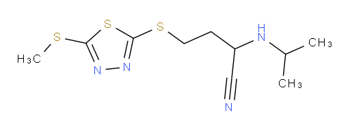 2-(isopropylamino)-4-((5-(methylthio)-1,3,4-thiadiazol-2-yl)thio)butanenitrile