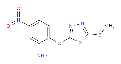 2-((5-(methylthio)-1,3,4-thiadiazol-2-yl)thio)-5-nitroaniline