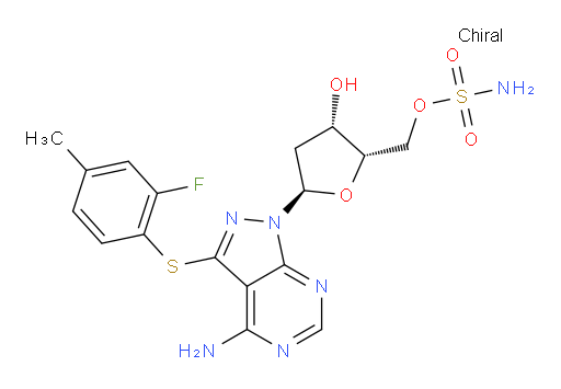 1-[5-O-(Aminosulfonyl)-2-deoxy-α-L-threo-pentofuranosyl]-3-[(2-fluoro-4-methylphenyl)thio]-1H-pyrazolo[3,4-d]pyrimidin-4-amine (ACI)