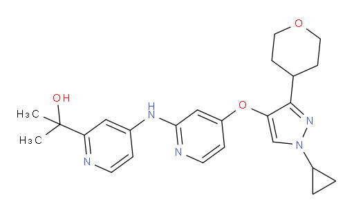 4-[[4-[[1-Cyclopropyl-3-(tetrahydro-2H-pyran-4-yl)-1H-pyrazol-4-yl]oxy]-2-pyridinyl]amino]-α,α-dimethyl-2-pyridinemethanol (ACI)