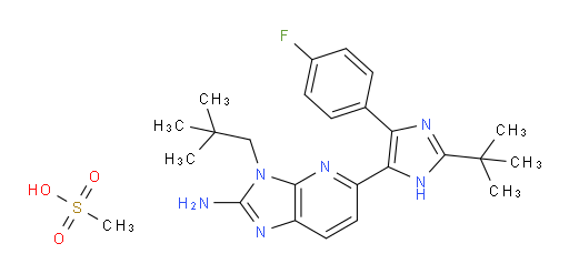 3H-Imidazo[4,5-b]pyridin-2-amine, 5-[2-(1,1-dimethylethyl)-4-(4-fluorophenyl)-1H-imidazol-5-yl]-3-(2,2-dimethylpropyl)-, methanesulfonate (1:2) (ACI)