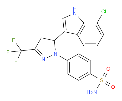 4-[5-(7-Chloro-1H-indol-3-yl)-4,5-dihydro-3-(trifluoromethyl)-1H-pyrazol-1-yl]benzenesulfonamide (ACI)