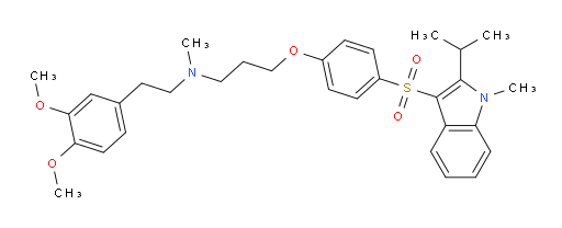 3,4-Dimethoxy-N-methyl-N-[3-[4-[[1-methyl-2-(1-methylethyl)-1H-indol-3-yl]sulfonyl]phenoxy]propyl]benzeneethanamine (ACI)