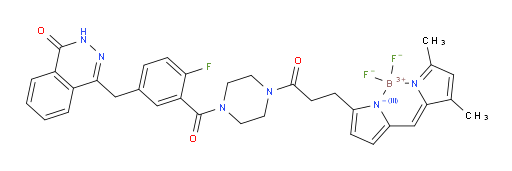 (T-4)-[4-[[3-[[4-[3-[5-[(3,5-Dimethyl-2H-pyrrol-2-ylidene-κN)methyl]-1H-pyrrol-2-yl-κN]-1-oxopropyl]-1-piperazinyl]carbonyl]-4-fluorophenyl]methyl]-1(2H)-phthalazinonato]difluoroboron (ACI)