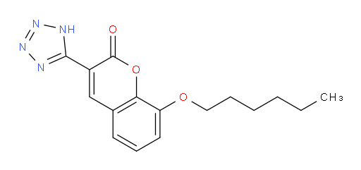 8-(Hexyloxy)-3-(2H-tetrazol-5-yl)-2H-1-benzopyran-2-one (ACI)