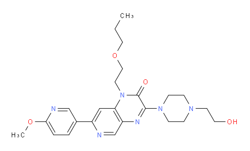 3-[4-(2-Hydroxyethyl)-1-piperazinyl]-7-(6-methoxy-3-pyridinyl)-1-(2-propoxyethyl)pyrido[3,4-b]pyrazin-2(1H)-one (ACI)
