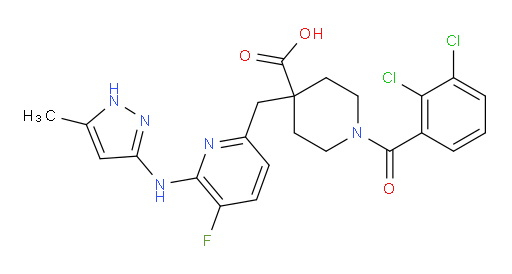 1-(2,3-Dichlorobenzoyl)-4-[[5-fluoro-6-[(5-methyl-1H-pyrazol-3-yl)amino]-2-pyridinyl]methyl]-4-piperidinecarboxylic acid (ACI)