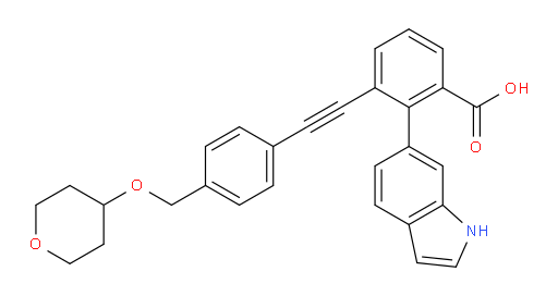 2-(1H-Indol-6-yl)-3-[2-[4-[[(tetrahydro-2H-pyran-4-yl)oxy]methyl]phenyl]ethynyl]benzoic acid (ACI)