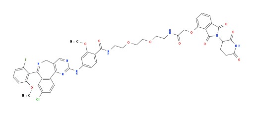 4-[[9-Chloro-7-(2-fluoro-6-methoxyphenyl)-5H-pyrimido[5,4-d][2]benzazepin-2-yl]amino]-N-[2-[2-[2-[[2-[[2-(2,6-dioxo-3-piperidinyl)-2,3-dihydro-1,3-dioxo-1H-isoindol-4-yl]oxy]acetyl]amino]ethoxy]ethoxy]ethyl]-2-methoxybenzamide (ACI)
