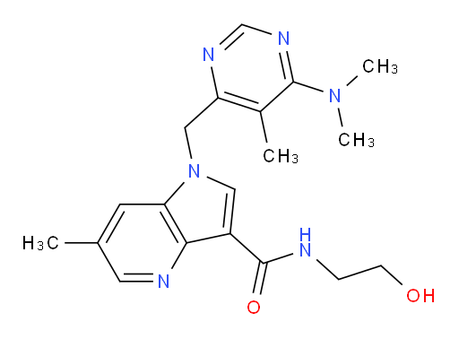 1-[[6-(Dimethylamino)-5-methyl-4-pyrimidinyl]methyl]-N-(2-hydroxyethyl)-6-methyl-1H-pyrrolo[3,2-b]pyridine-3-carboxamide (ACI)
