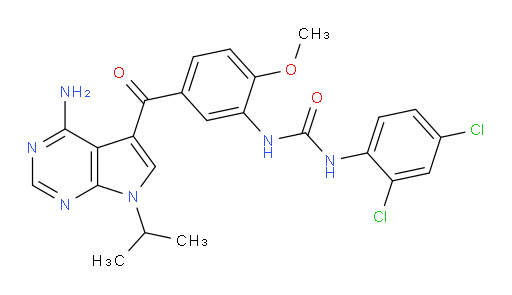 N-[5-[[4-Amino-7-(1-methylethyl)-7H-pyrrolo[2,3-d]pyrimidin-5-yl]carbonyl]-2-methoxyphenyl]-N′-(2,4-dichlorophenyl)urea (ACI)