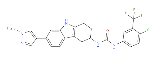 N-[4-Chloro-3-(trifluoromethyl)phenyl]-N′-[2,3,4,9-tetrahydro-7-(1-methyl-1H-pyrazol-4-yl)-1H-carbazol-3-yl]urea (ACI)