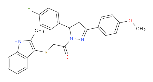 1-[5-(4-Fluorophenyl)-4,5-dihydro-3-(4-methoxyphenyl)-1H-pyrazol-1-yl]-2-[(2-methyl-1H-indol-3-yl)thio]ethanone (ACI)