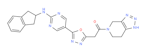 2-[5-[2-[(2,3-Dihydro-1H-inden-2-yl)amino]-5-pyrimidinyl]-1,3,4-oxadiazol-2-yl]-1-(3,4,6,7-tetrahydro-5H-1,2,3-triazolo[4,5-c]pyridin-5-yl)ethanone (ACI)