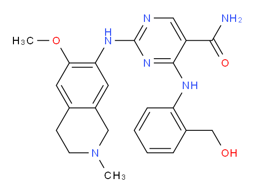 4-[[2-(Hydroxymethyl)phenyl]amino]-2-[(1,2,3,4-tetrahydro-6-methoxy-2-methyl-7-isoquinolinyl)amino]-5-pyrimidinecarboxamide (ACI)