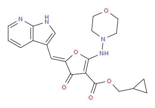 Cyclopropylmethyl 4,5-dihydro-2-(4-morpholinylamino)-4-oxo-5-(1H-pyrrolo[2,3-b]pyridin-3-ylmethylene)-3-furancarboxylate (ACI)