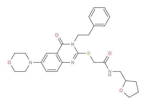 2-[[3,4-Dihydro-6-(4-morpholinyl)-4-oxo-3-(2-phenylethyl)-2-quinazolinyl]thio]-N-[(tetrahydro-2-furanyl)methyl]acetamide (ACI)