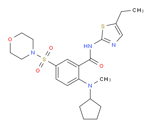 2-(Cyclopentylmethylamino)-N-(5-ethyl-2-thiazolyl)-5-(4-morpholinylsulfonyl)benzamide (ACI)