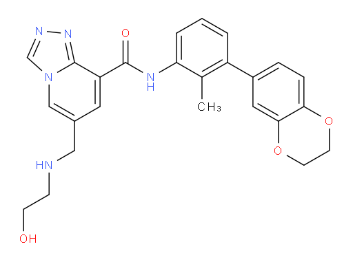 N-[3-(2,3-Dihydro-1,4-benzodioxin-6-yl)-2-methylphenyl]-6-[[(2-hydroxyethyl)amino]methyl]-1,2,4-triazolo[4,3-a]pyridine-8-carboxamide (ACI)