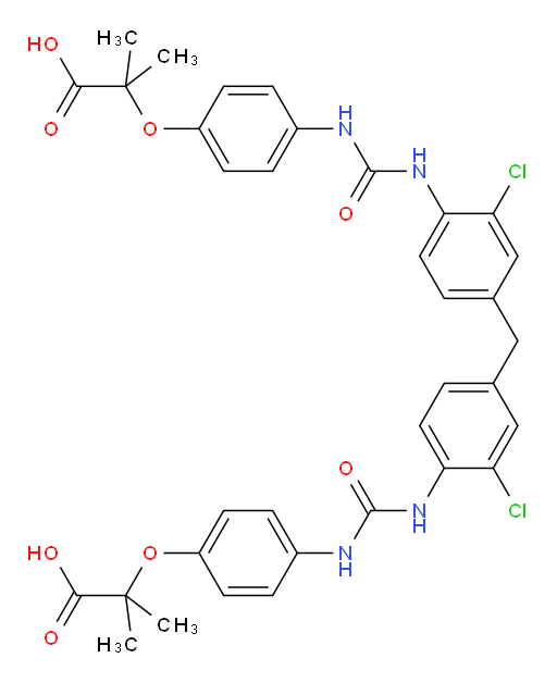 2,2′-[Methylenebis[(2-chloro-4,1-phenylene)iminocarbonylimino-4,1-phenyleneoxy]]bis[2-methylpropanoic acid] (ACI)