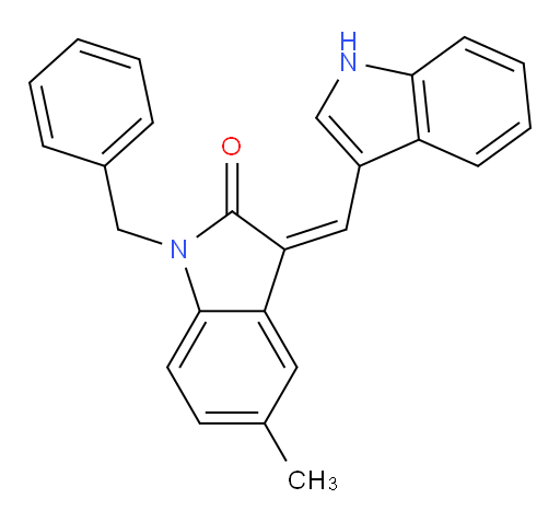 2H-Indol-2-one, 1,3-dihydro-3-(1H-indol-3-ylmethylene)-5-methyl-1-(phenylmethyl)- (ACI)