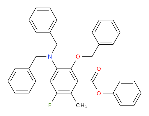 Phenyl 3-[bis(phenylmethyl)amino]-5-fluoro-6-methyl-2-(phenylmethoxy)benzoate (ACI)