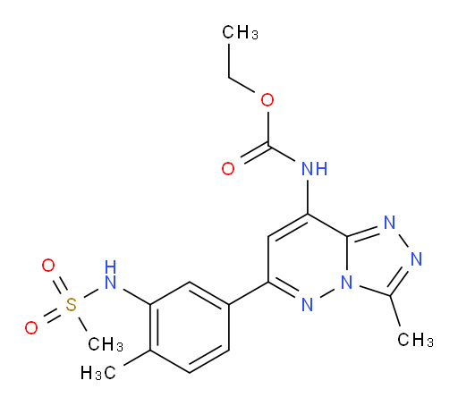 Ethyl N-[3-methyl-6-[4-methyl-3-[(methylsulfonyl)amino]phenyl]-1,2,4-triazolo[4,3-b]pyridazin-8-yl]carbamate (ACI)